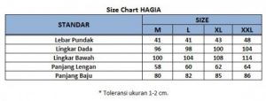 sizechart baju koko kurta kaos pria hagia