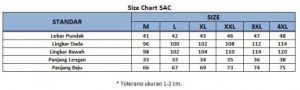 sizechart baju koko kurta kaos pria sac