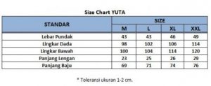 sizechart baju koko kurta kaos pria yuta